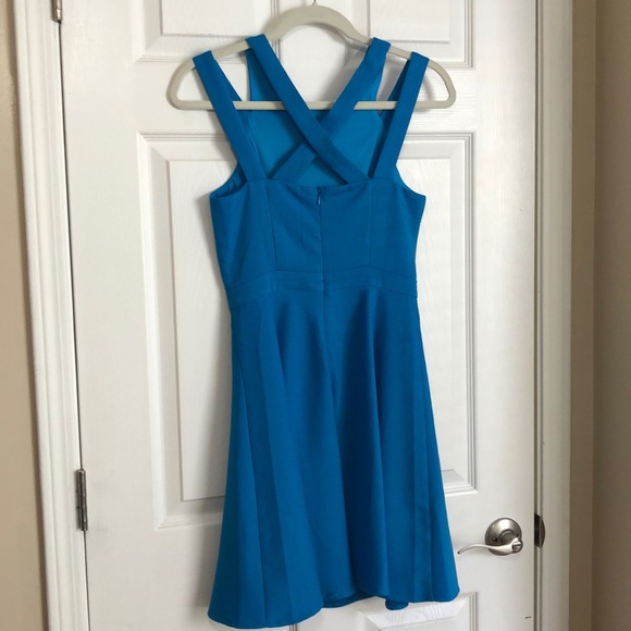 Lulu's Blue Criss Cross Back Fit and Flare dress - Picture 3 of 4